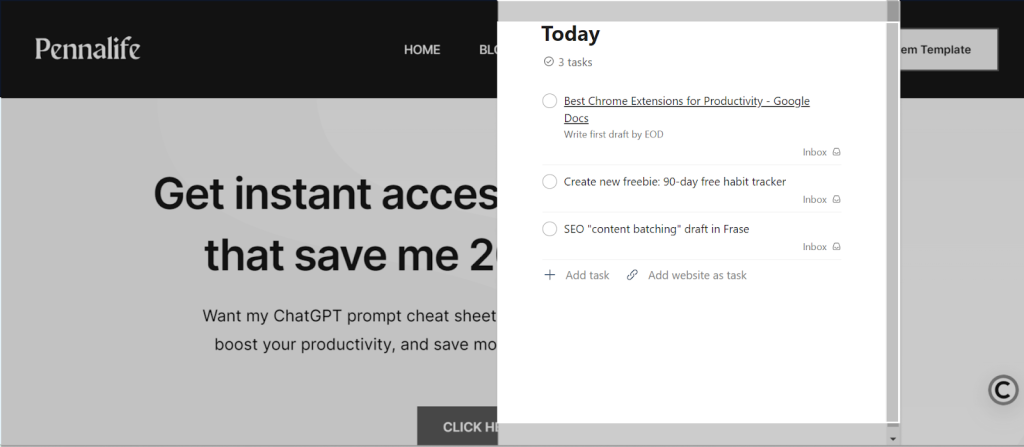 Screenshot for Todoist as one of the 10 Best Chrome Extensions for Productivity