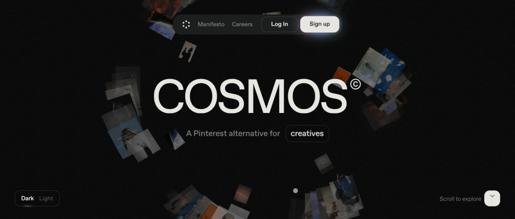 Screenshot for Cosmos as one of the best Pinterest alternatives for creatives