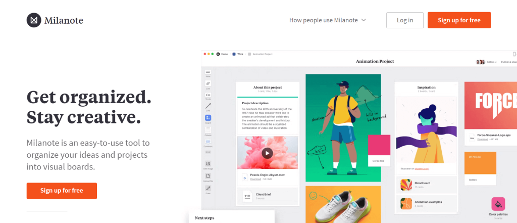 Screenshot for Milanote as one of the best Pinterest alternatives for creatives