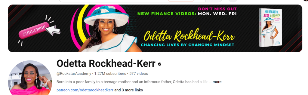 Screenshot of Odetta Kerr's YouTube channel, a vlog vs. a blog