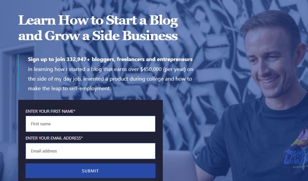 Screenshot of Ryan Robinson’s blog to show that blogging is another type of online business idea.